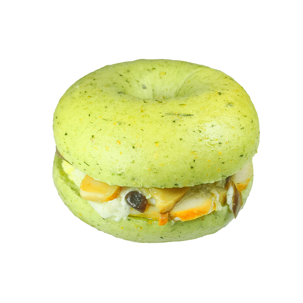 菠菜鸡肉蘑菇百吉饼